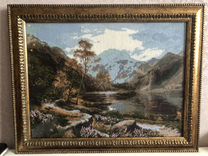 Картина, вышитая крестом, «Озеро в горах»