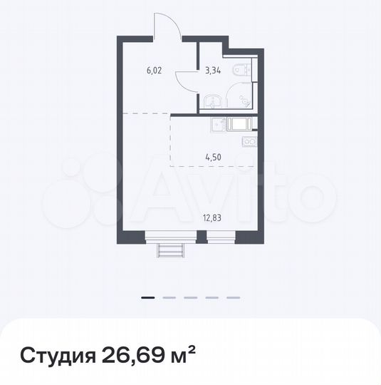 Квартира-студия, 26,7 м², 8/17 эт.