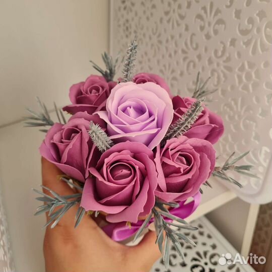 Мини букет из мыльных роз