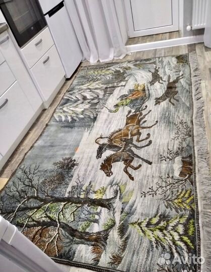 Винтажный шерстяной ковёр Погоня Гдр 70-е годы