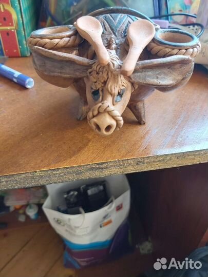 Глининая солонка салфетница ослик