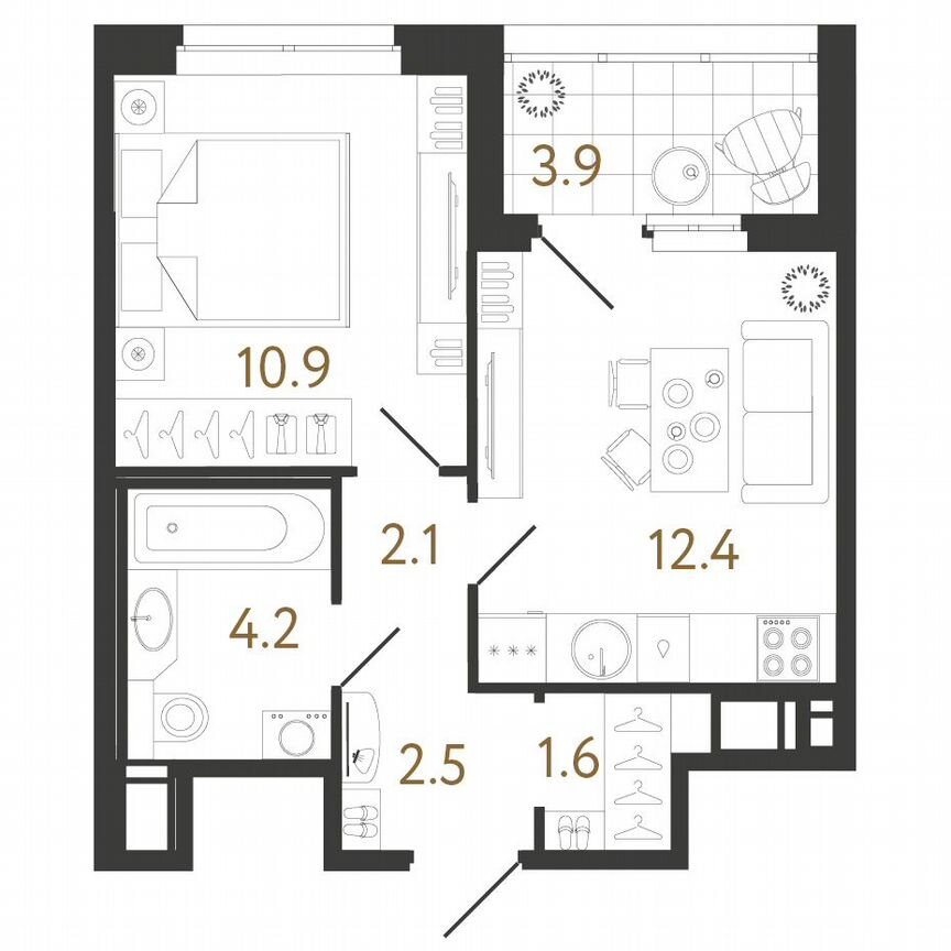 1-к. квартира, 33 м², 10/12 эт.