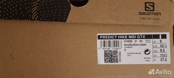 Ботинки salomon predict hike mid gtx UK 9