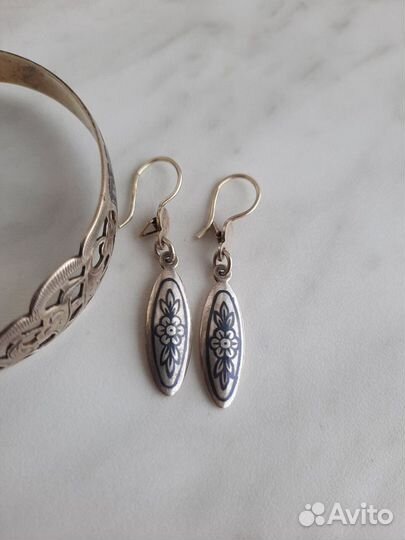 Красивый винтажный комплект украшений серебро СССР