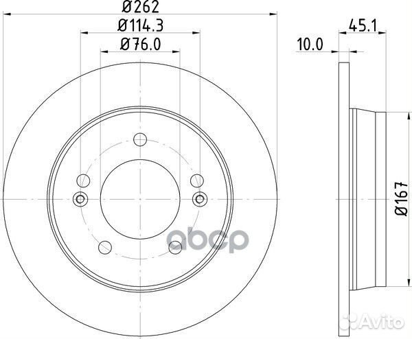 Диск тормозной задний 262x10 5 отв. с покрыти
