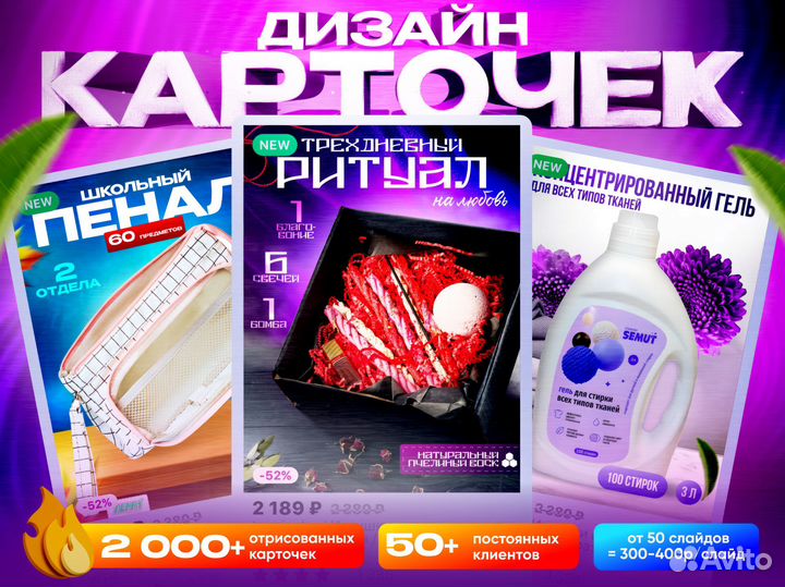 Дизайн карточек / инфографика для маркетплейсов