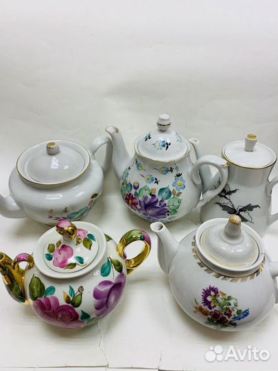 Чайник. Фарфор. Сысерть. СССР. Ручная роспись