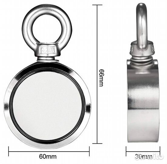 Поисковый двухсторонний магнит новый