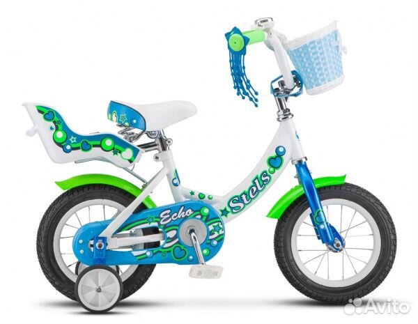 Детский велосипед 12д Stels Echo белый-морс. волна