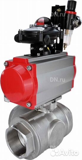 Кран шаровой DN.ru BV3232P(4pc) -SP-3WL-T-ISO-H Ду32 Ру63 стандартнопроходной трехходовой L-тип, нер