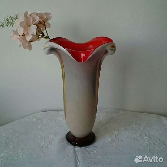 Винтаж Цв /стекло Вазы Красный май Неман Стрыйск