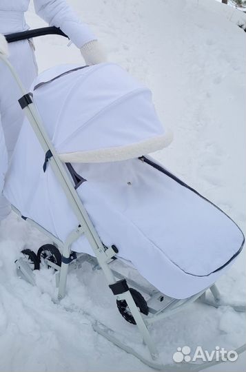 Санки-коляска Pikate белые