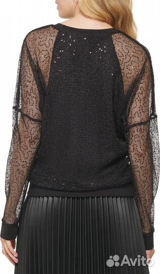 Новый блестящий топ dkny Mesh Overlay