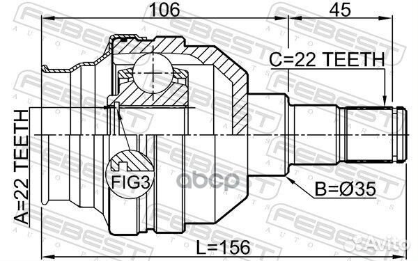 ШРУС внутренний левый 22X35X22 chevrolet aveo