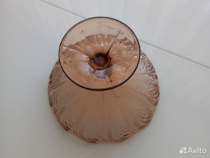 Ваза для фруктов на ножке цветное стекло СССР