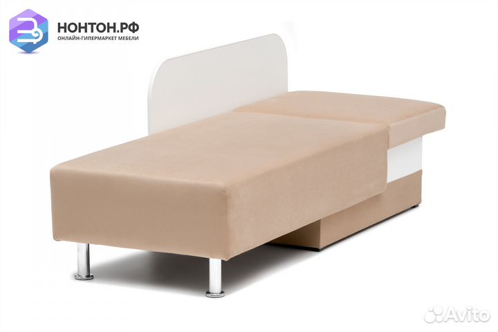 Кушетка еврокнижка Леон бежевая / синяя