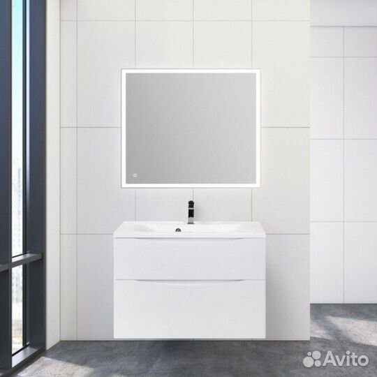 Тумба с раковиной BelBagno Marino-H60 90-BB900/450-LV-MR-PR Bianco Lucido