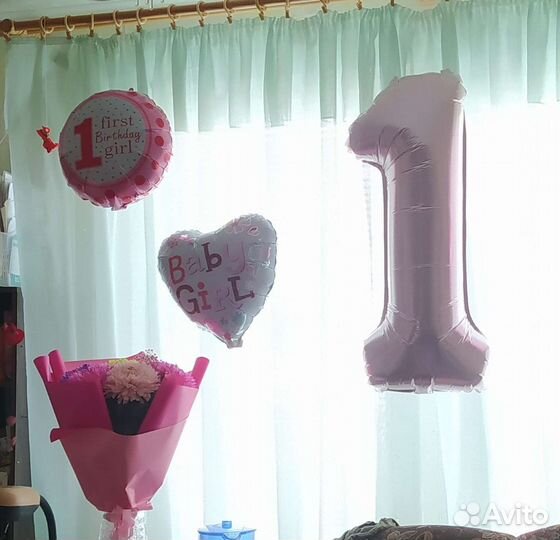 Цифра 1 на день рождения + шары