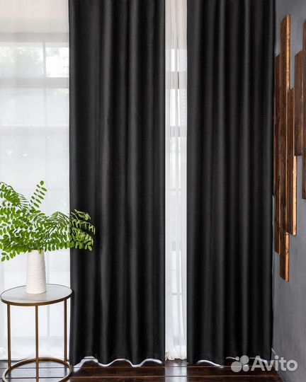 Шторы рогожка орфей черный новые на окна пошив