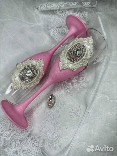 Свадебные бокалы ручной работы