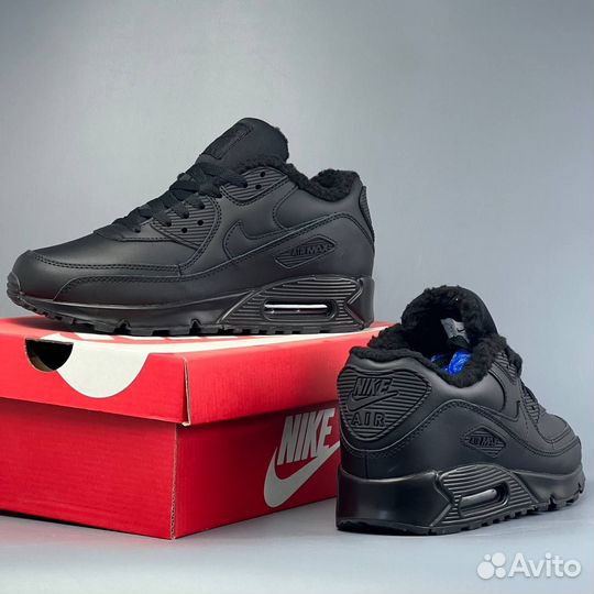 Зимние Nike Air Max 90 Черные с мехом