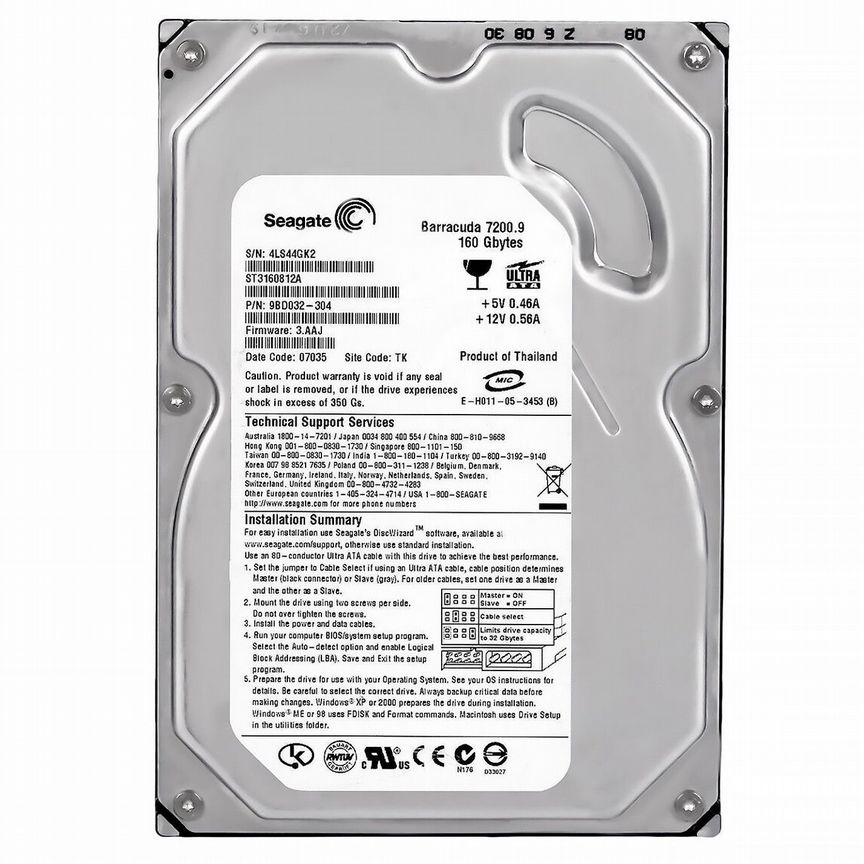 [ST3160812A] Жесткий Диск Seagate 160gb Ide 3.5" Hdd St3160812a