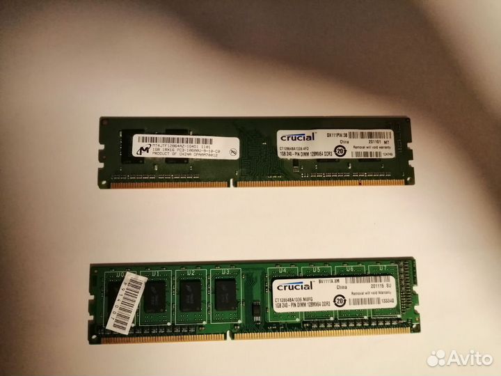Оперативная память Crucial ddr3 1 GB (Две штуки)