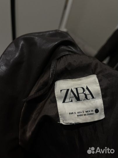 Кожаный пуховик zara