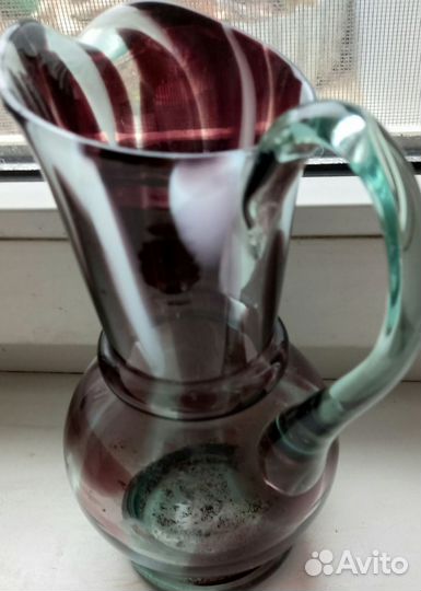 Кувшин цветное стекло СССР