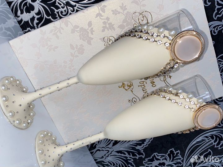 Свадебные бокалы ручной работы, св-во о браке