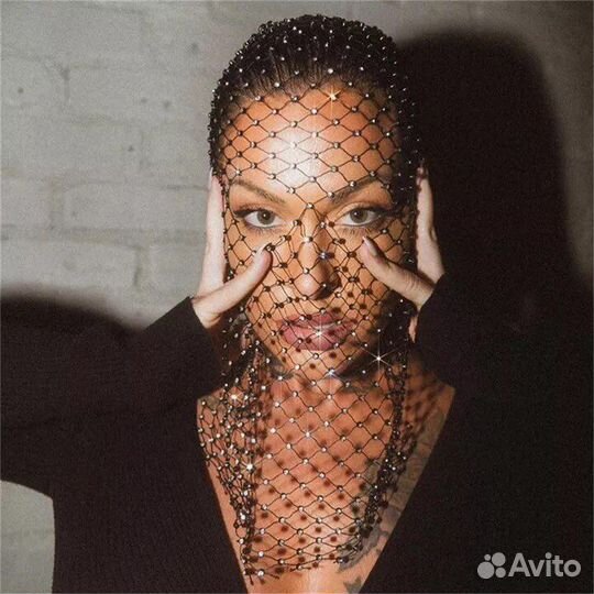 Маска на лицо сетка балаклава стразы