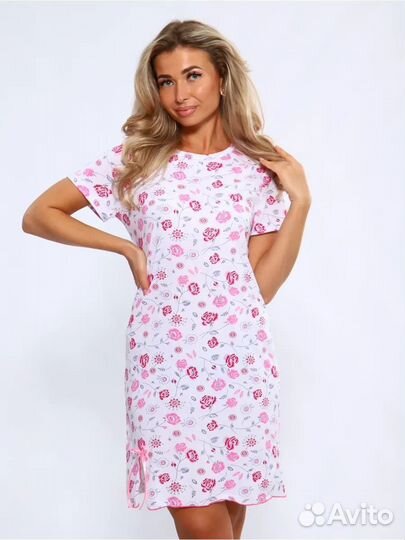 Оптом. Сорочка женская - белый-розовый №Н-33601