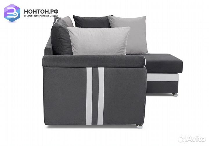 Диван угловой дельфин Стефани темно-серый / серый