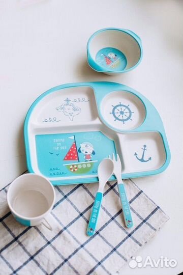 Набор посуды из бамбука для детей