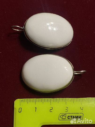 Винтажные серьги с природным кахалонгом