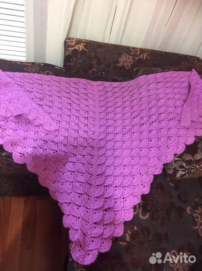 Шаль вязаная крючком, ручная работа