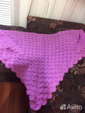 Шаль вязаная крючком, ручная работа