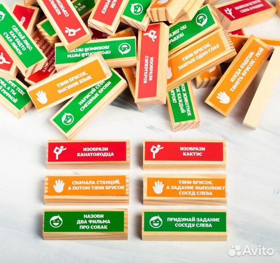 Джанга. Падающая башня с фантами, 54 бруска