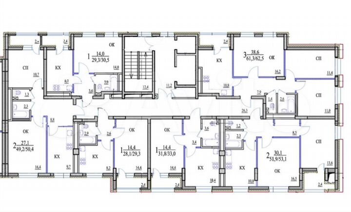 2-к. квартира, 53 м², 4/16 эт.