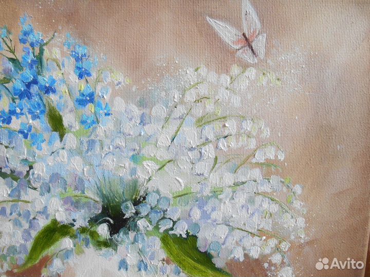 Картина маслом на холсте цветы ландыши