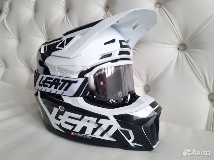 Oчкu + Шлем Комплект Leatt 7.5 White Black V23