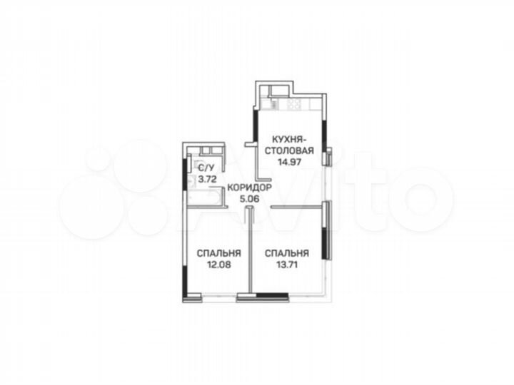 2-к. апартаменты, 49,5 м², 3/8 эт.