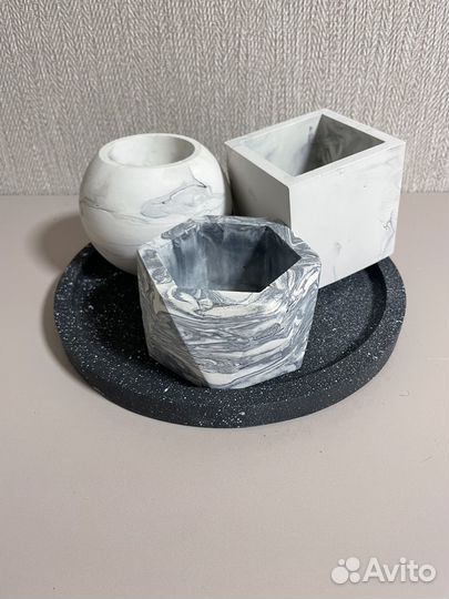 Набор бетонных горшочков для суккулентов