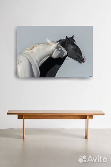 Большая интерьерная картина маслом лошадь