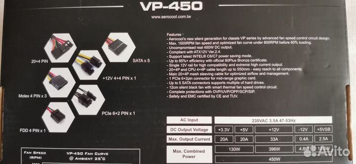 Новый блок питания 450W 80+ bronze