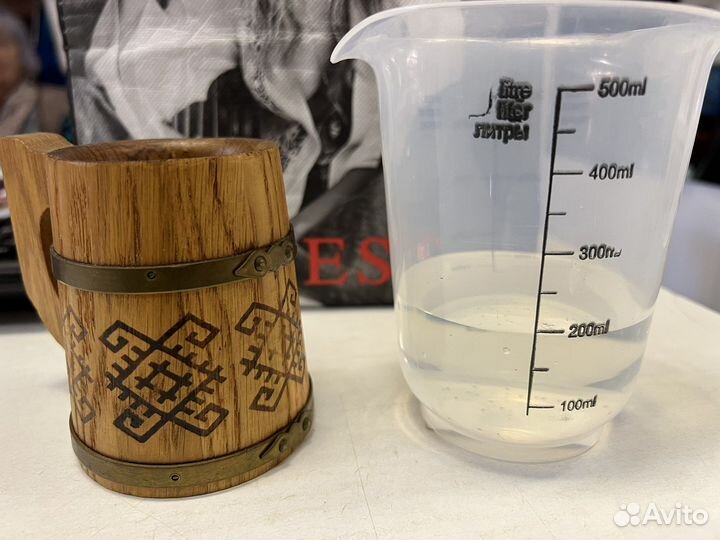 Пивная квасная кружка деревянная