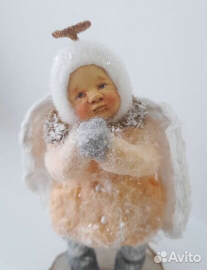 Ватная игрушка на ёлку. Ангелок