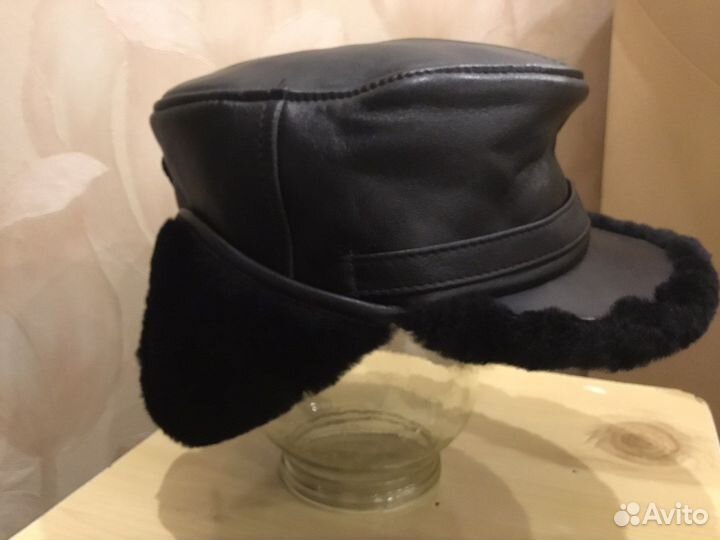Мужская зимняя шапка кожа и мех натуральные
