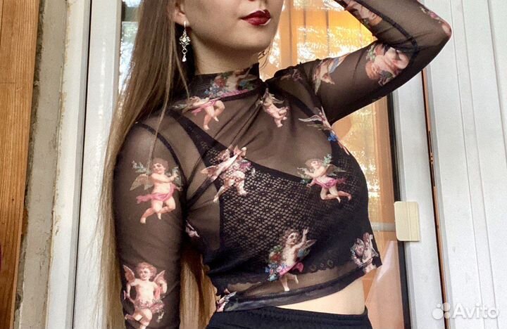 Кофта сетка с ангелами XS/S