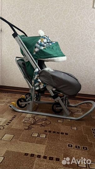 Сани коляска с колесами детские